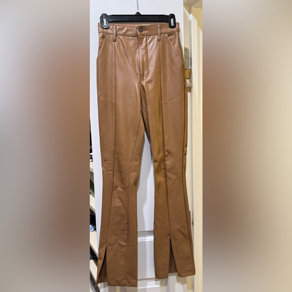 Abercrombie & Fitch tan faux leather pants